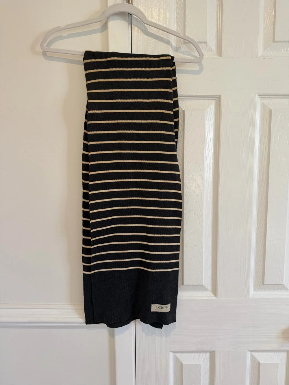 J. Crew Gray and Off White Striped Scarf academia preppy fall